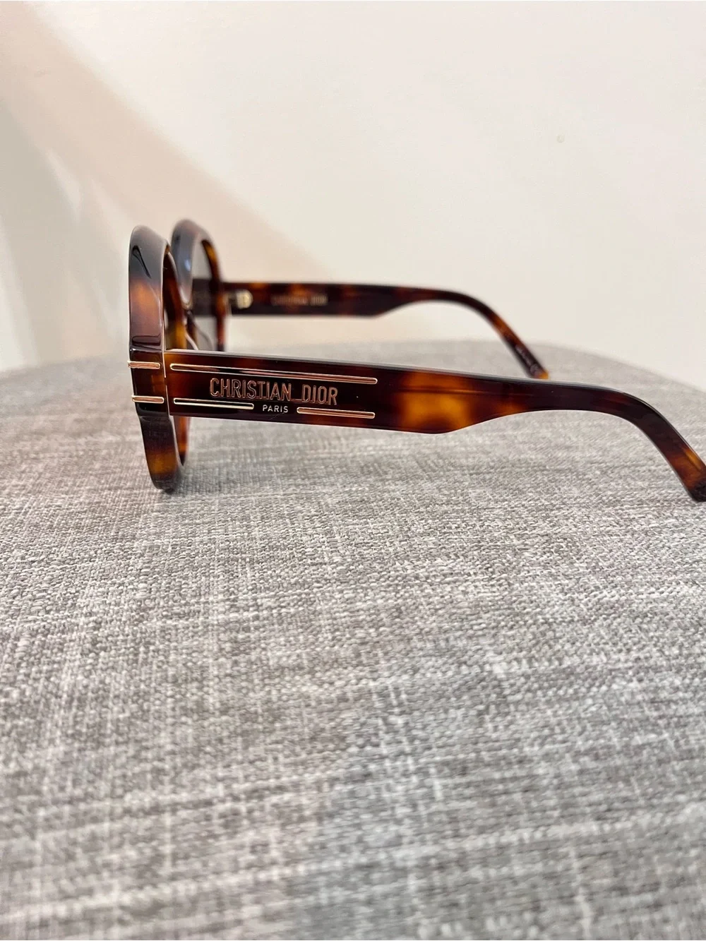 Dior Round Tortoiseshell Sunglasses with Dark Brown Lenses